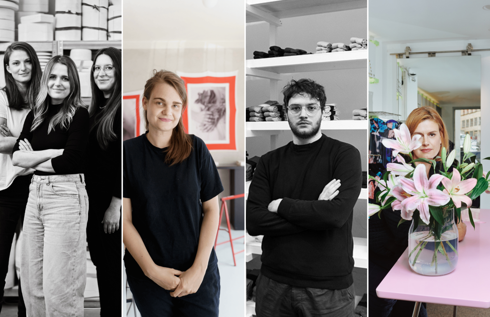 Markéta Kalivodová, Lucie Vasilová a Lenka Záhorková- designérky studia Nalejto, Eliška Lhotská, Salvátor Soška a Lucie Kutálková