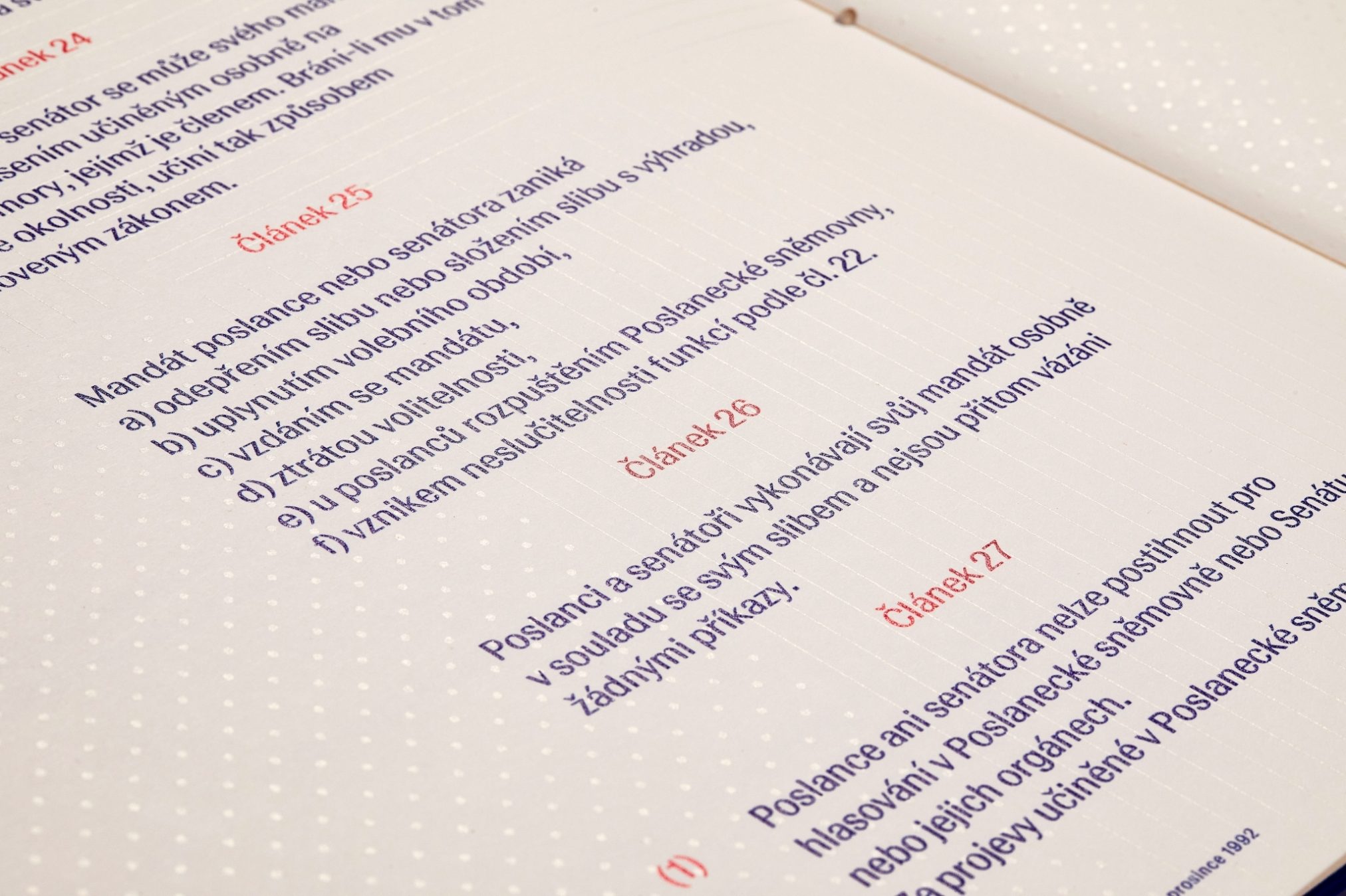 Přímo pro tento projekt autoři vytvořili bezpatkové písmo Democratia