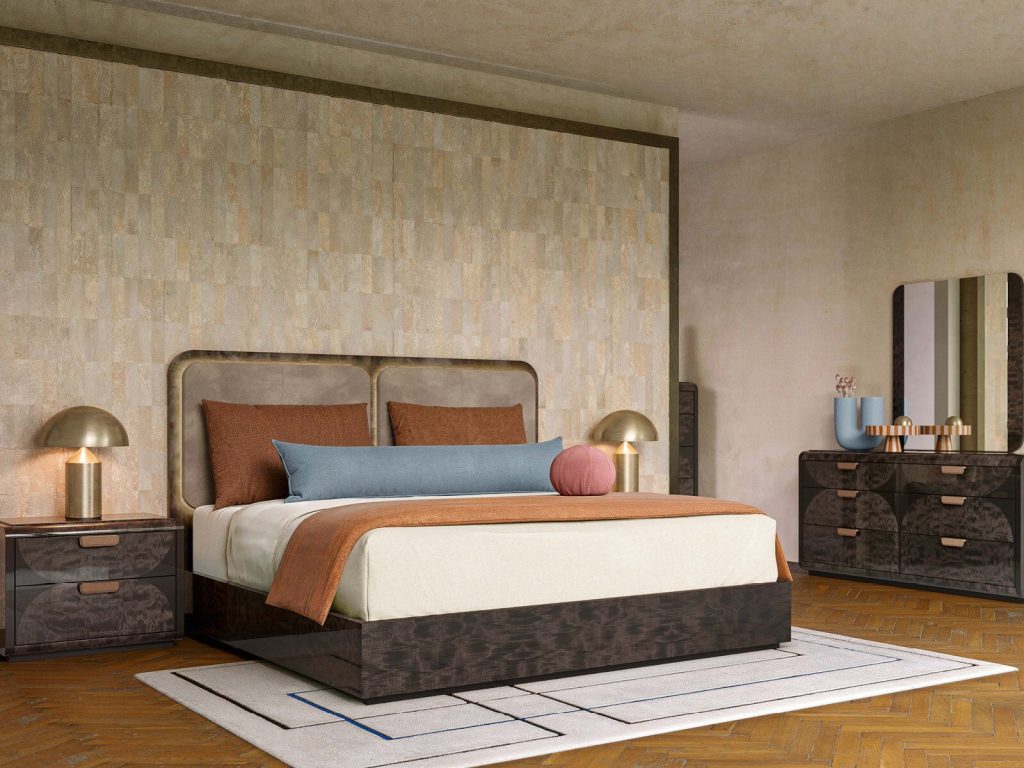 Eklektismus bývá těžkým oříškem i pro ty nejzkušenější designéry. Soustřeďte se raději na jeden výrazný kousek. Tím by mohla být například postel Alf Italia Nyx, která má vložené praktické podsvícení do rámu postele