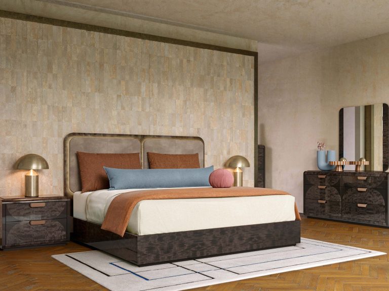 Eklektismus bývá těžkým oříškem i pro ty nejzkušenější designéry. Soustřeďte se raději na jeden výrazný kousek. Tím by mohla být například postel Alf Italia Nyx, která má vložené praktické podsvícení do rámu postele
